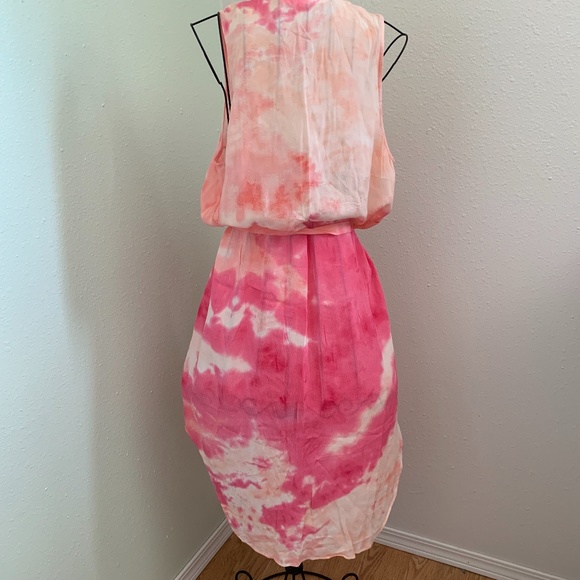 button up tank dress, pink tie dye, belt, - Picture 4 of 13